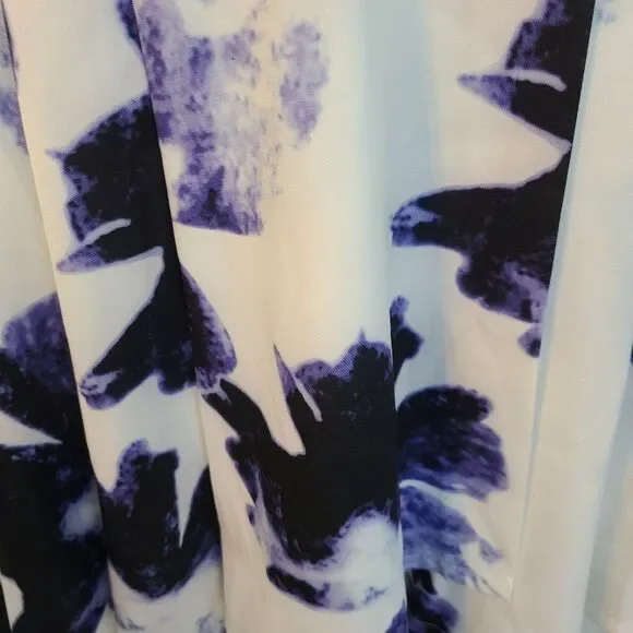 LULU"S Seeing Chic Blue and Ivory Print Skater Dress Womens  S NWT Style 338362 - Picture 11 of 16